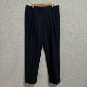 Canali Dress Pants Mens 36 52 Blue Wool Blend Cuffed Italy Classic Pleated